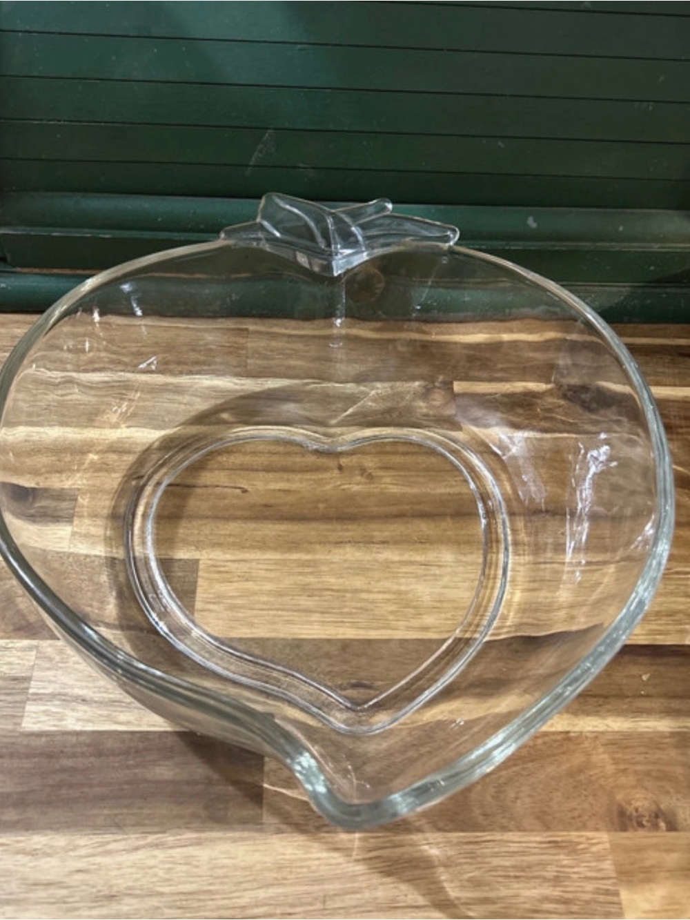 Clear Heart-Shaped Glass Serving Bowl